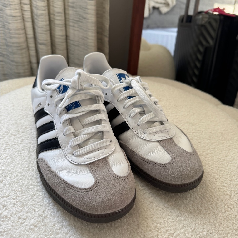 Adidas Sambas White and Gray Sneakers